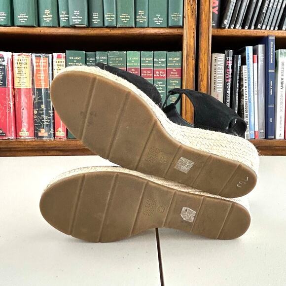 Eileen Fisher Black Suede "Whim" Wedge Espadrille Sandal Sz 9.5 MSRP $198 - Picture 7 of 8